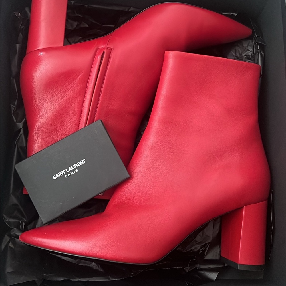 Red saint Laurent leather boots